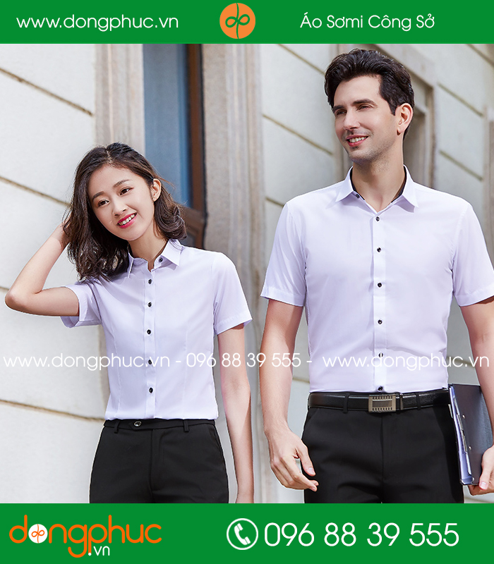 Đồng phục áo sơ mi màu trắng cộc tay
